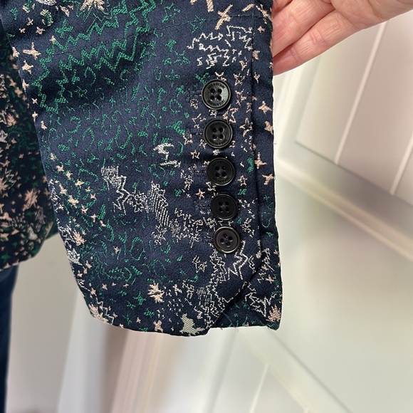 ZADIG and VOLTAIRE Viking Jacquard Glam Blazer Jacket Single Button Green Blue - Picture 8 of 16